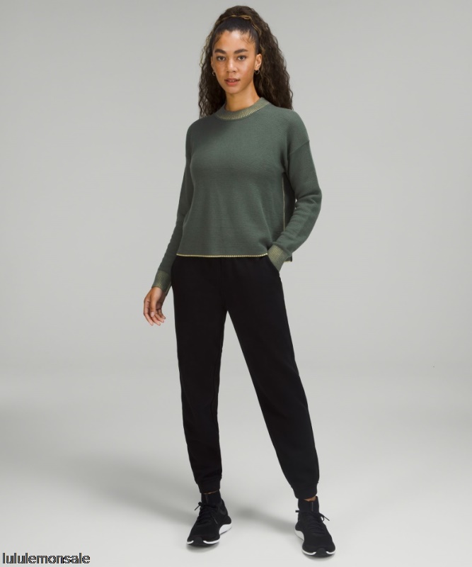 Lululemon Damen DELULU491 | Räucherfichte Doppelstrick-Wendepullover Mit Rundhalsausschnitt